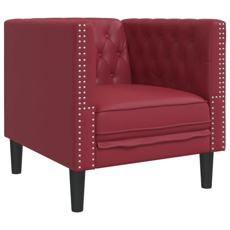 Chesterfield sofų komplektas, 3 dalių, raudonojo vyno spalvos