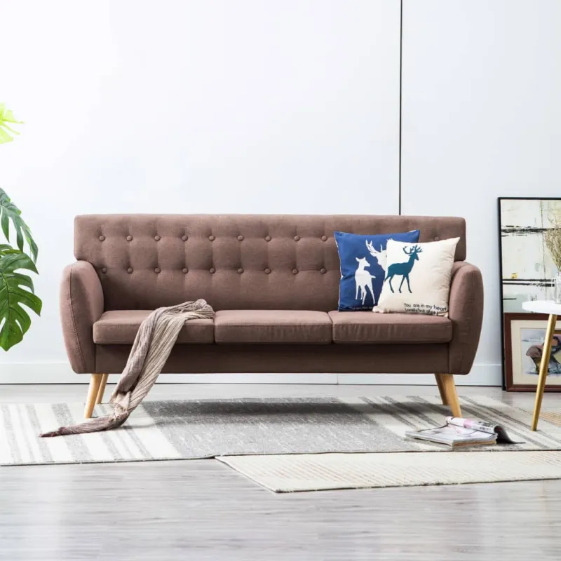 Trivietė sofa, audinio apmušalas, 172x70x82cm, ruda