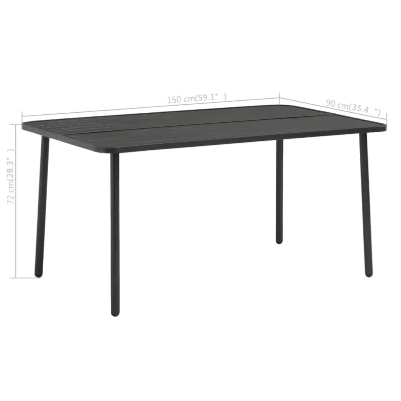 Sodo pöytätaso, tummanharmaa, 150x90x72cm, teräs