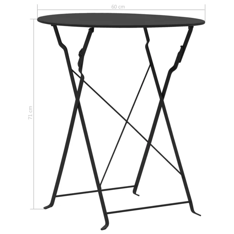 Bistrokalustekokoelma, 3D, musta, teräs