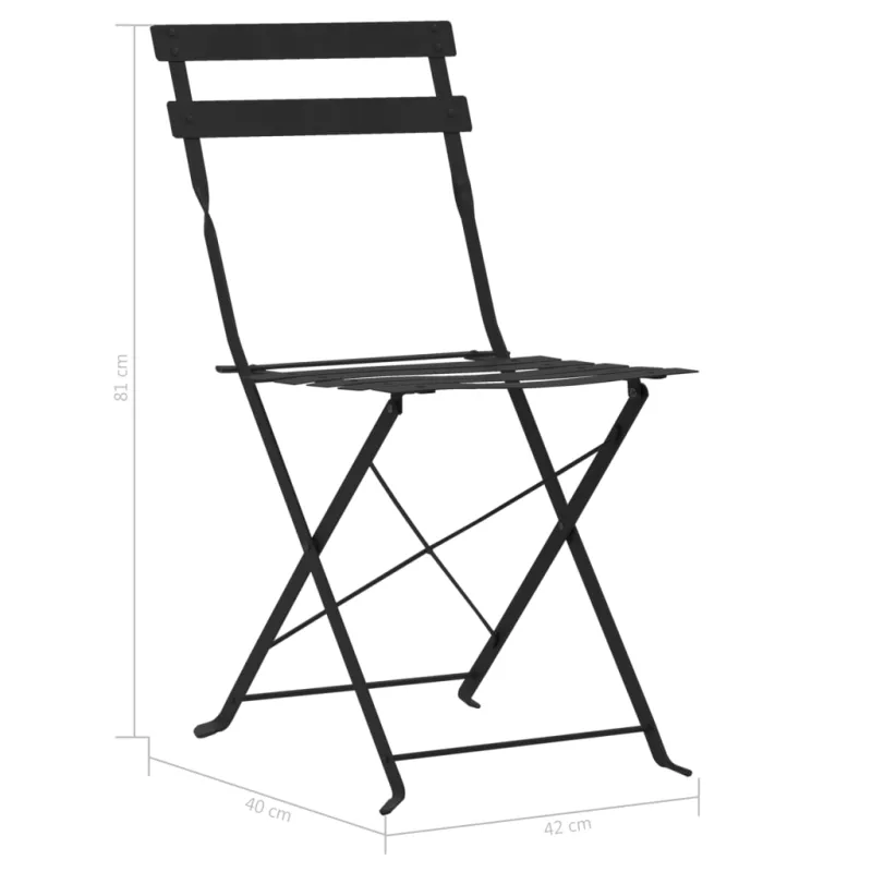 Bistrokalustekokoelma, 3D, musta, teräs
