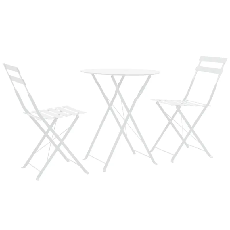 Bistrokalustesarja, 3-osainen, valkoinen, teräs