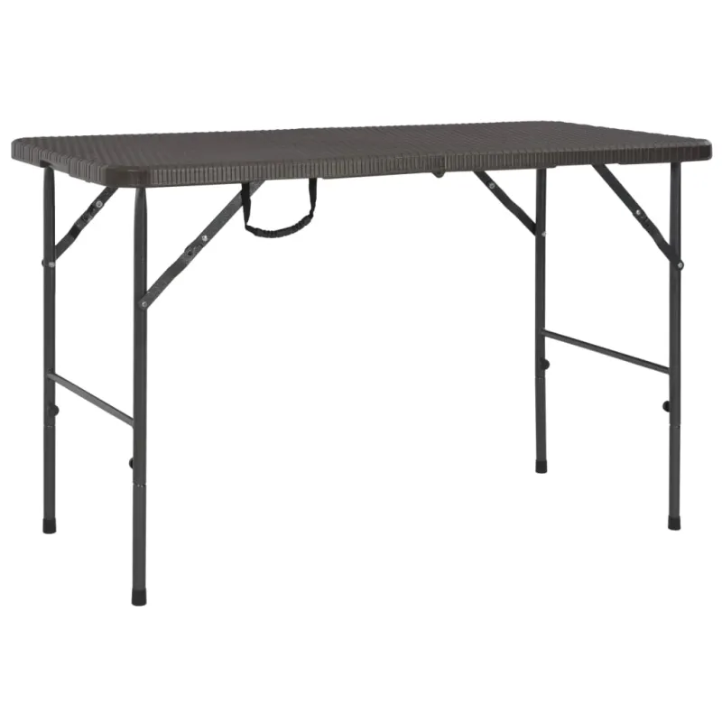 Sulankstettava puutarhapöytä, punainen, 120x60x74cm, HDPE-ratanoimitaatio