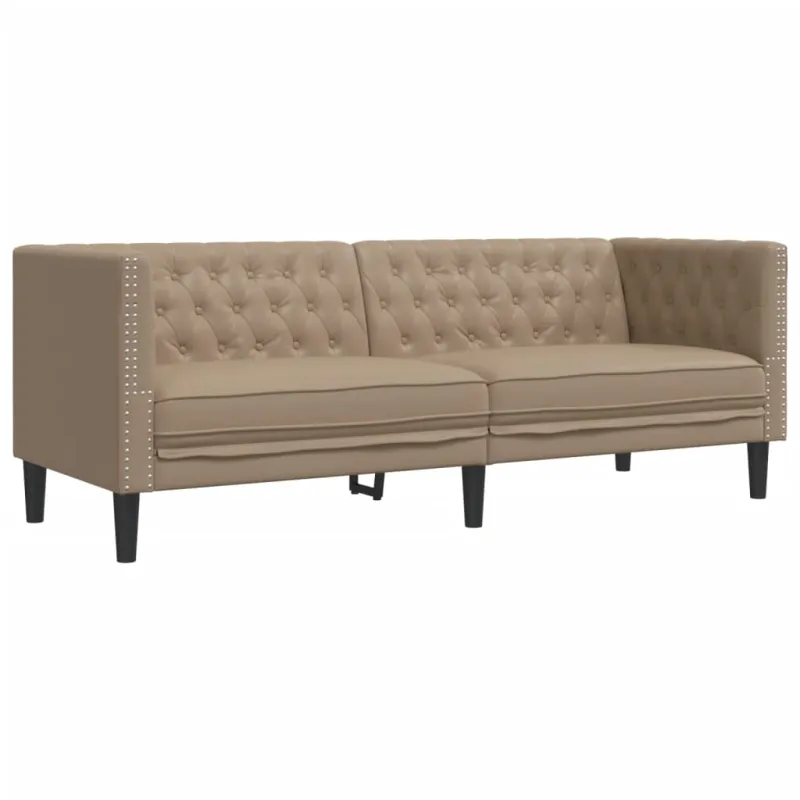 Chesterfield sofų komplektas, 3 dalių, kapučino, dirbtinė oda