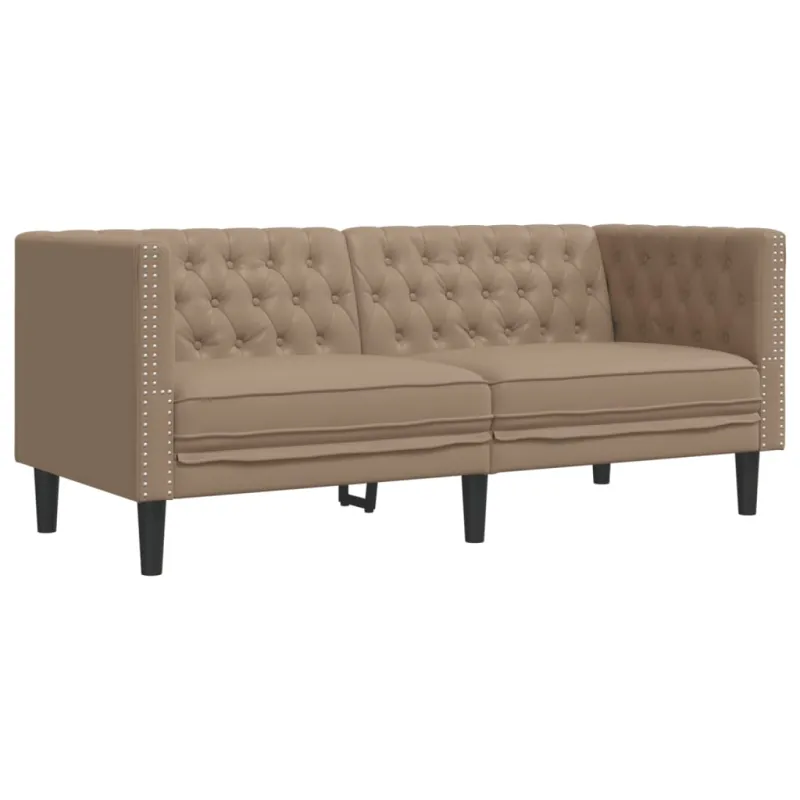 Chesterfield sofų komplektas, 3 dalių, kapučino, dirbtinė oda