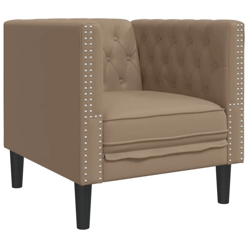Chesterfield sofų komplektas, 3 dalių, kapučino, dirbtinė oda