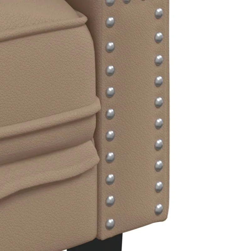 Chesterfield sofų komplektas, 3 dalių, kapučino, dirbtinė oda