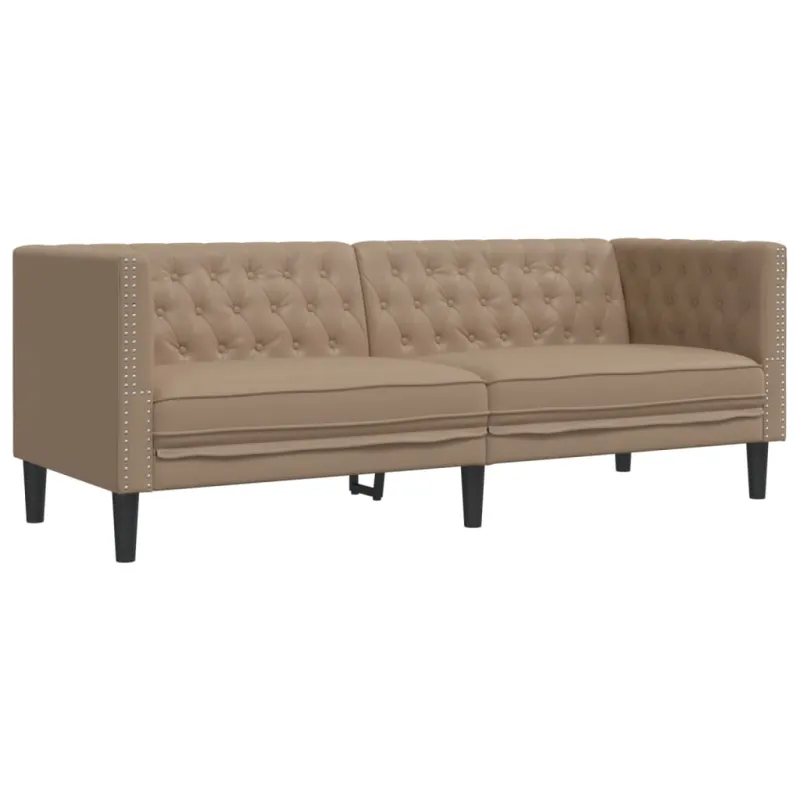 Chesterfield sofų komplektas, 2 dalių, kapučino, dirbtinė oda