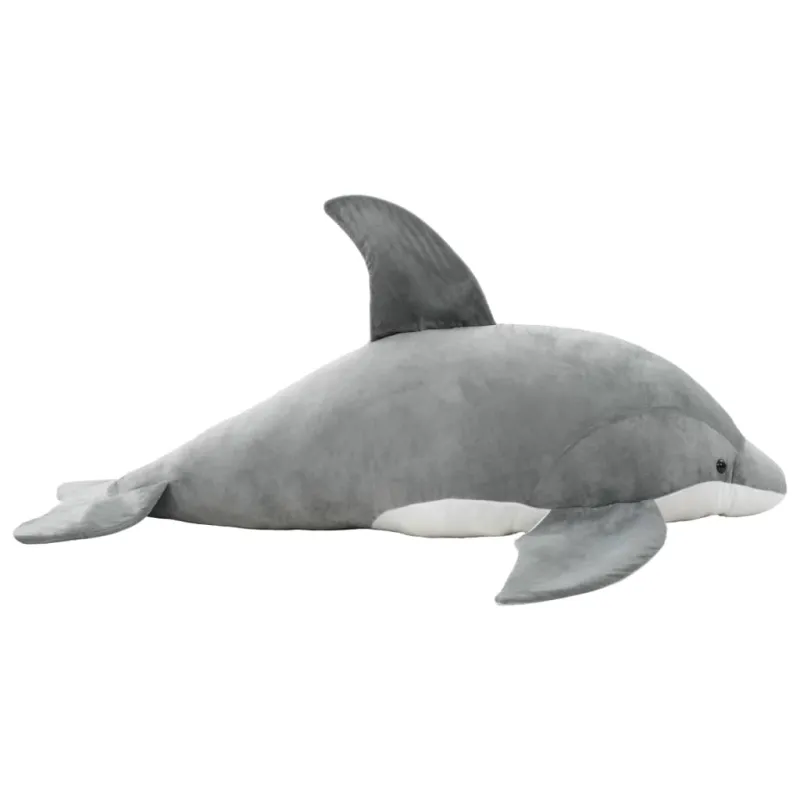 Minkštas žaislinis delfinas, pilkas, pliušinis