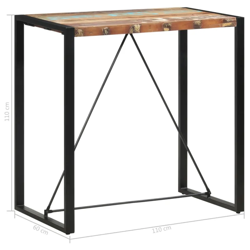 Baro stalas, 110x60x110cm, perdirbtos medienos masyvas
