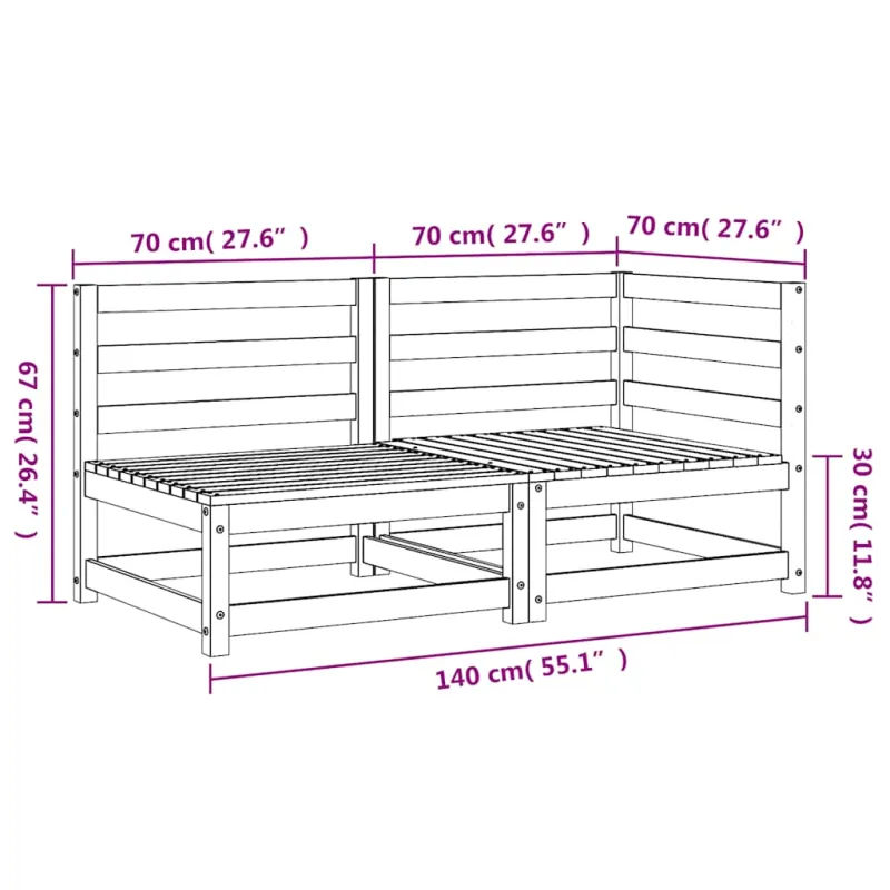 Dvivietė sodo sofa, baltos spalvos, pušies medienos masyvas