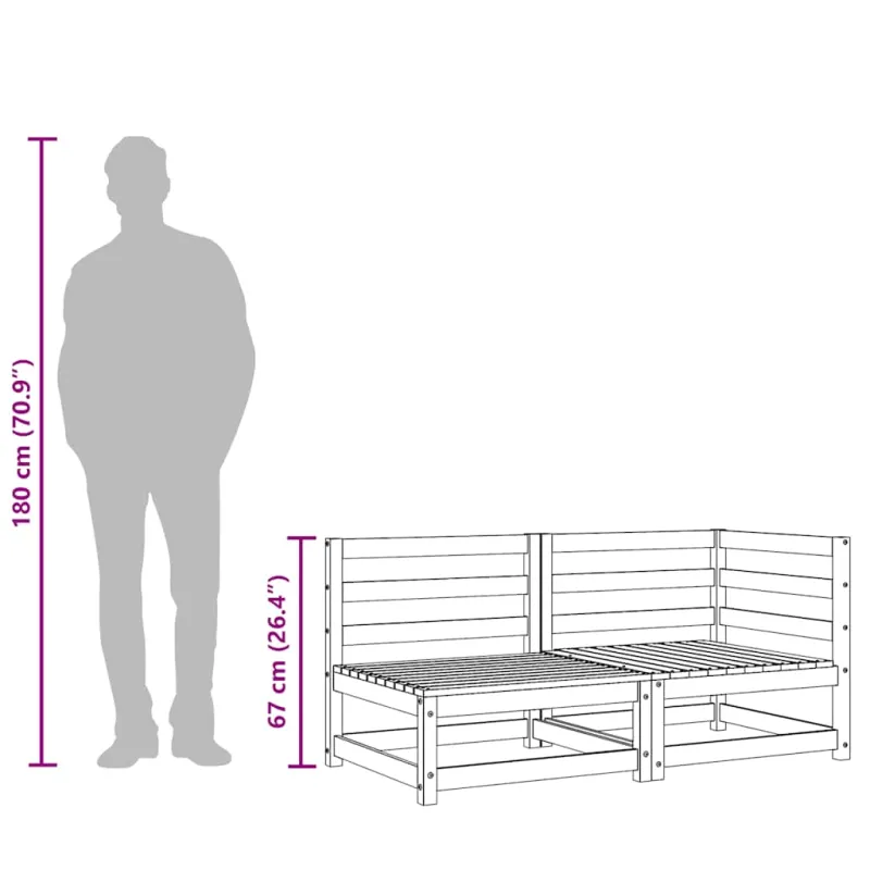 Dvivietė sodo sofa, baltos spalvos, pušies medienos masyvas