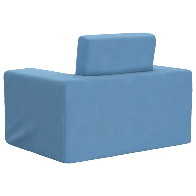 Vaikiška sofa-lova, mėlynos spalvos, minkštas pliušas