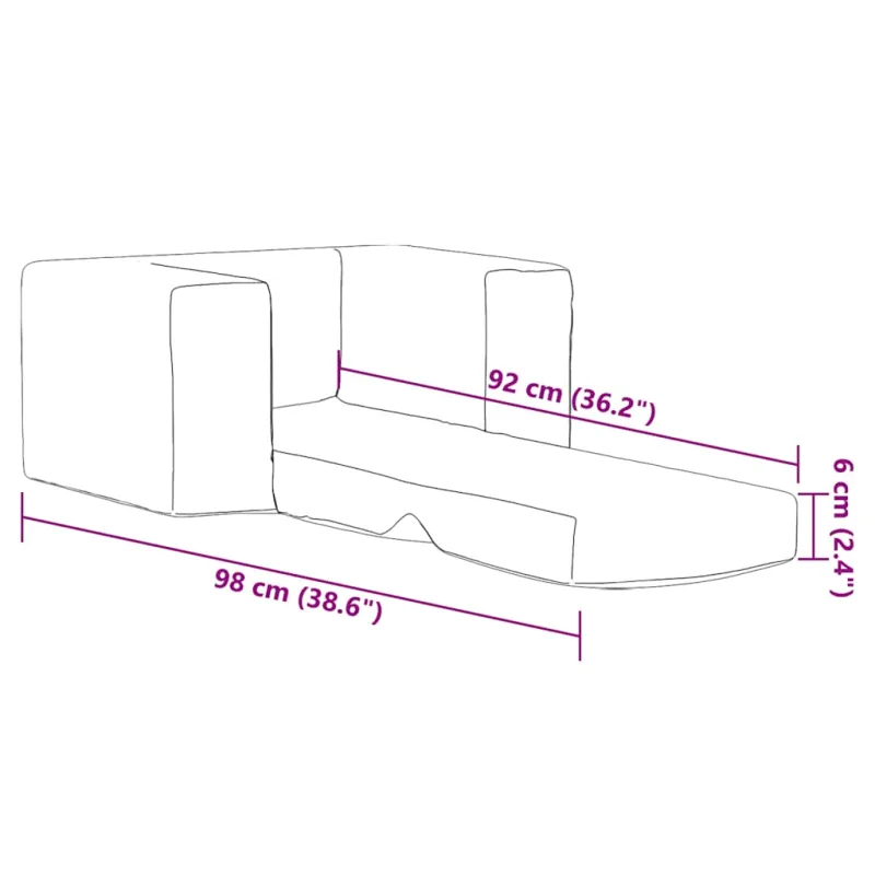 Vaikiška sofa-lova, mėlynos spalvos, minkštas pliušas