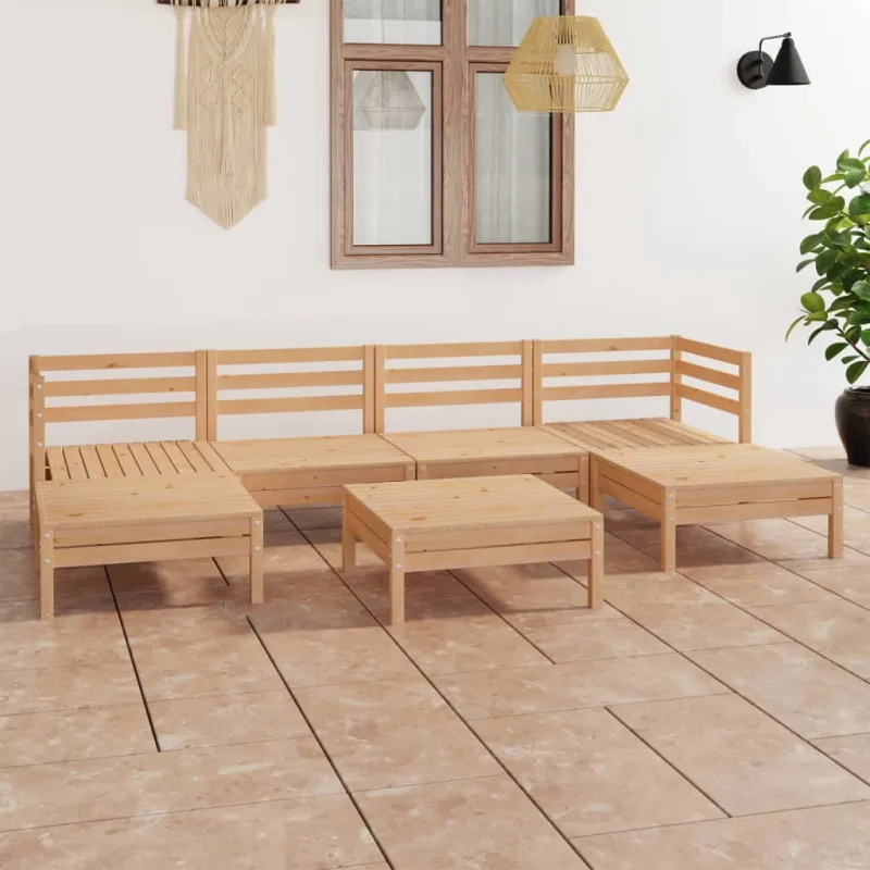 Sodo poilsio baldų komplektas, 7 dalių, pušies masyvas