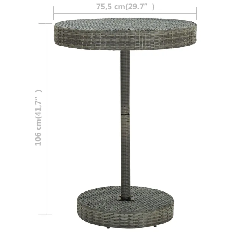 Sodo stoli-laud, hallikas, 75,5x106cm, polirattana