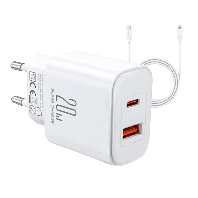 Laadija Joyroom JR-TCF05 Flash, 20W + C–L kaabel 1 m (valge) universaalne