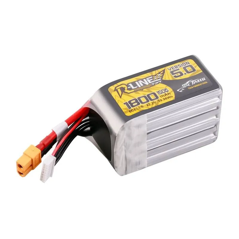 Tattu R-Line Version 5.0 1800 mAh 22,2 V 150C 6S LiPo-akku XT60-liittimellä, yleiskäyttöinen