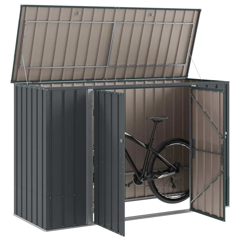 Sodo saugojimo dėžė Juoda 214 x 82 x 132 cm Plienas