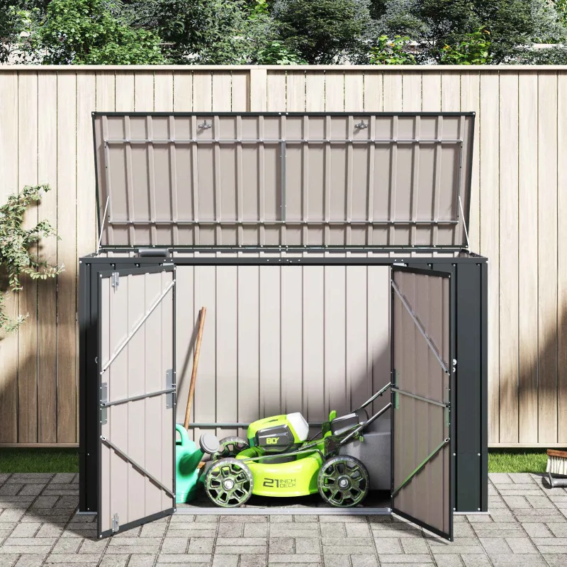 Sodo saugojimo dėžė Juoda 214 x 82 x 132 cm Plienas