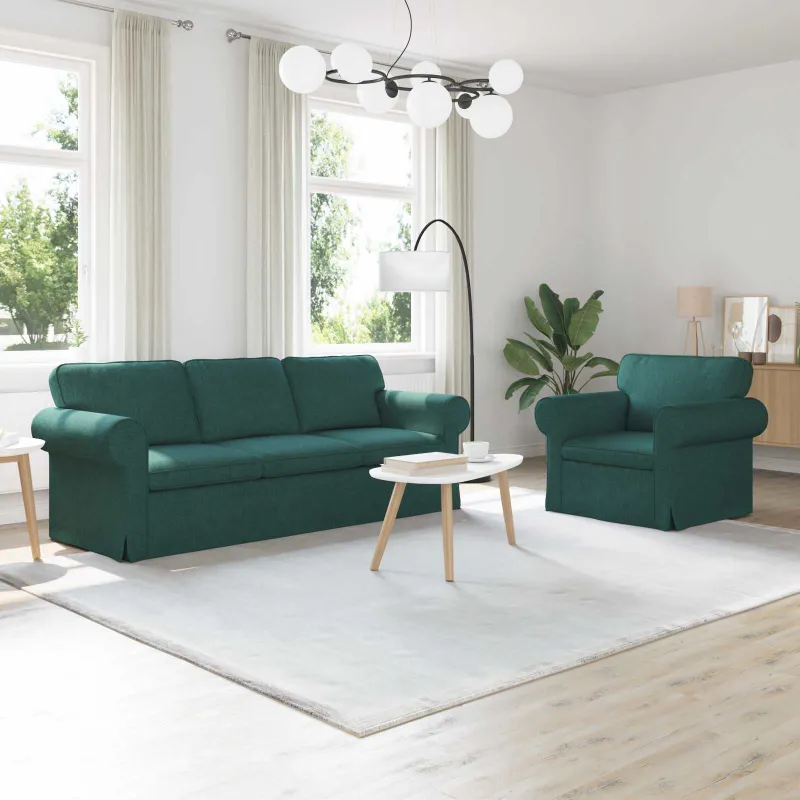 Sofos komplektas 2 pcs Tamsiai žalia 215 x 82 x 80 cm audinys