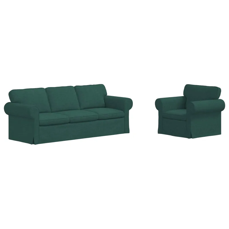 Sofos komplektas 2 pcs Tamsiai žalia 215 x 82 x 80 cm audinys