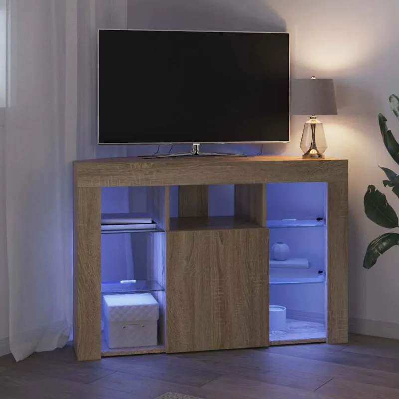 Kampinė LED televizoriaus spinta Sonoma ąžuolas 100x40x68cm