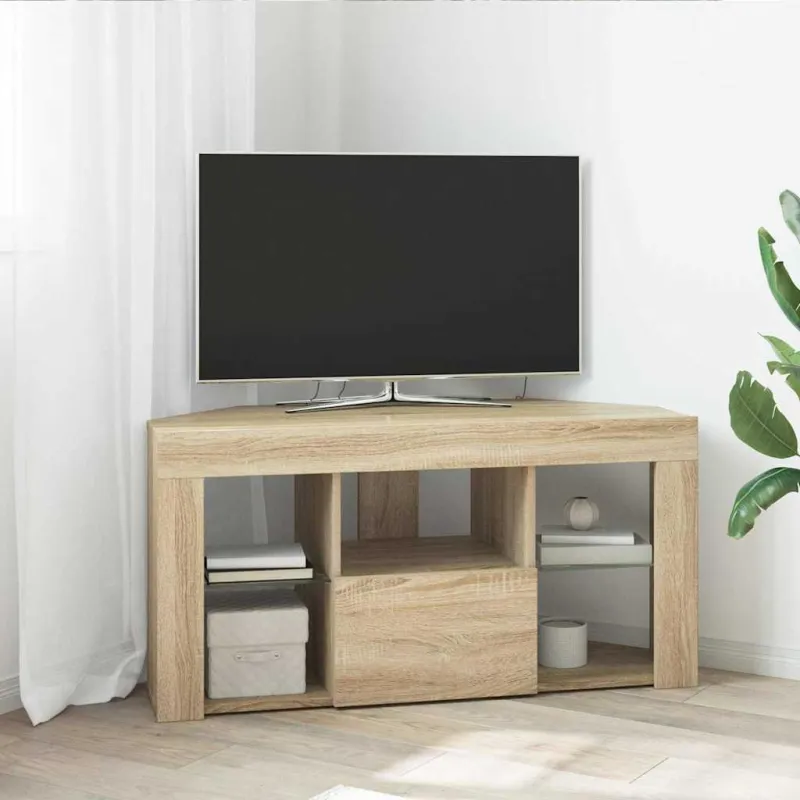Kampinė LED televizoriaus spinta Sonoma ąžuolas