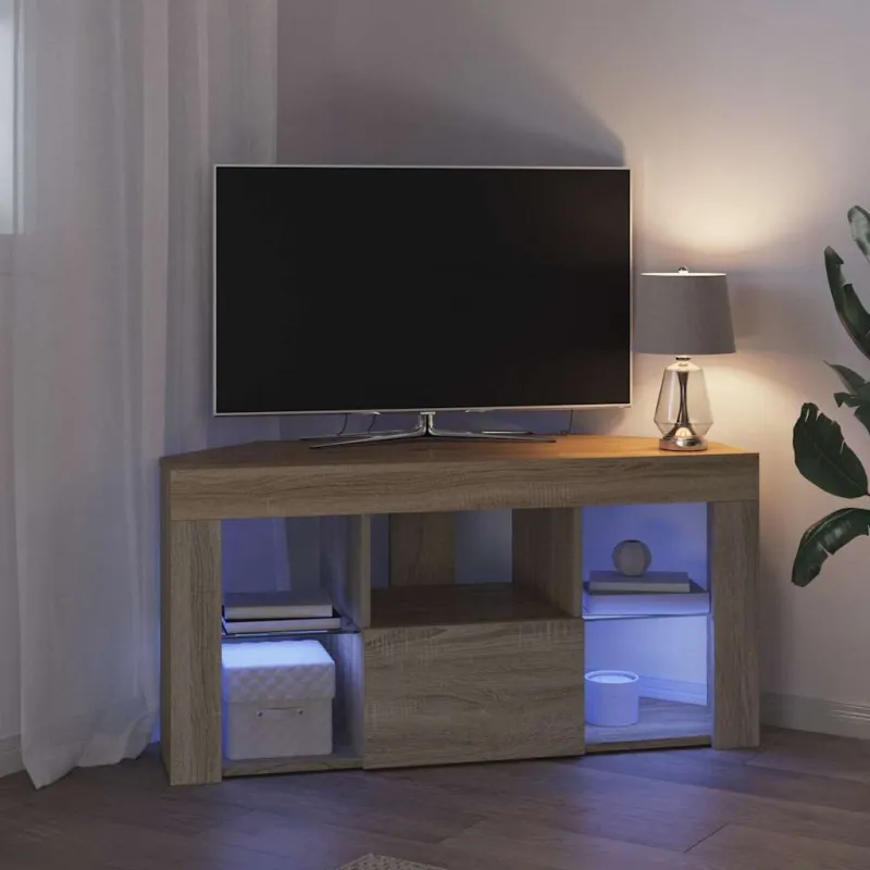 Kampinė LED televizoriaus spinta Sonoma ąžuolas