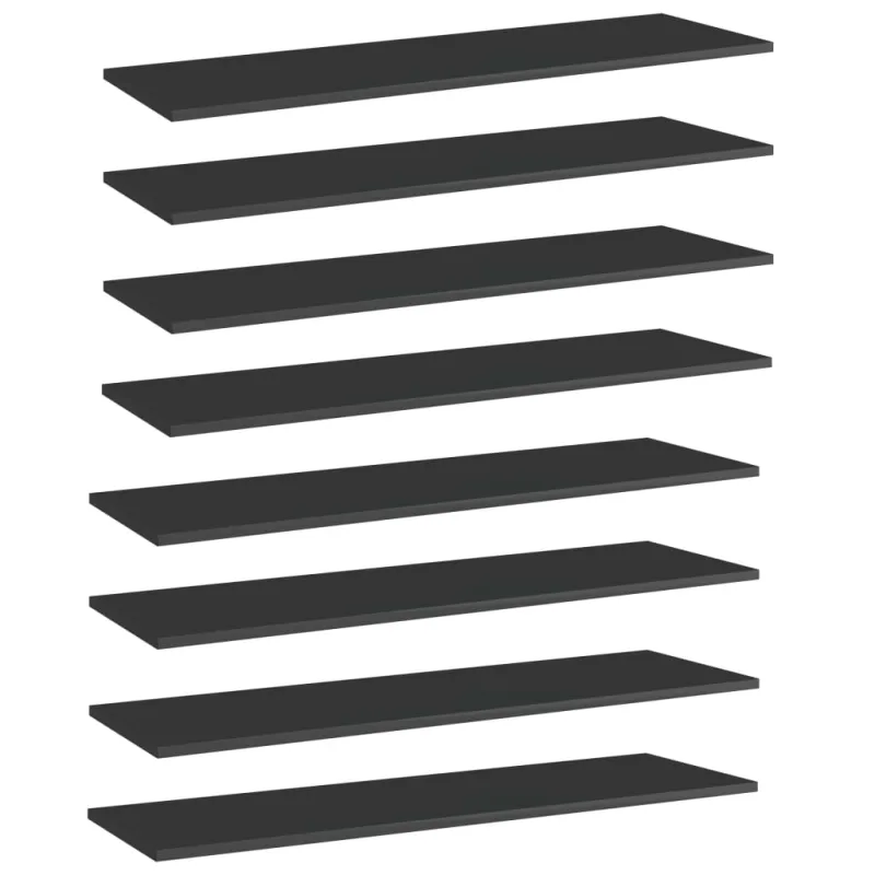 Knygų lentynos plokštės, 8vnt., juodos, 100x30x1,5cm, MDP