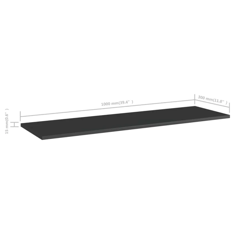 Knygų lentynos plokštės, 8vnt., juodos, 100x30x1,5cm, MDP