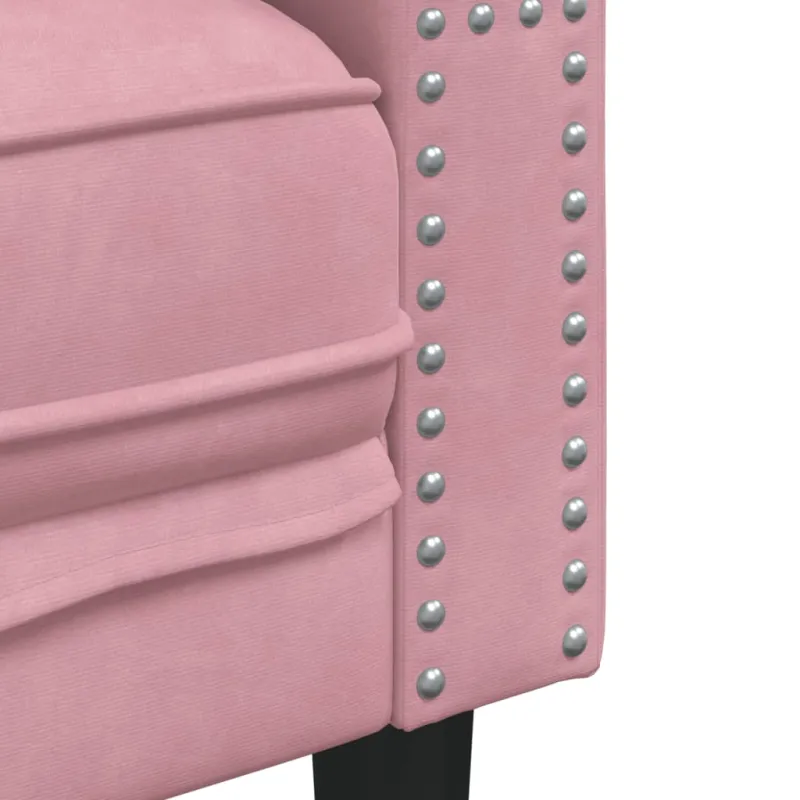 Chesterfield sofų komplektas su pagalvėlėmis, 3 dalių, rožinis