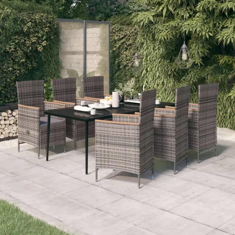 Sodo komplektas su pagalvėlėmis, 7 dalių, pilkos spalvos