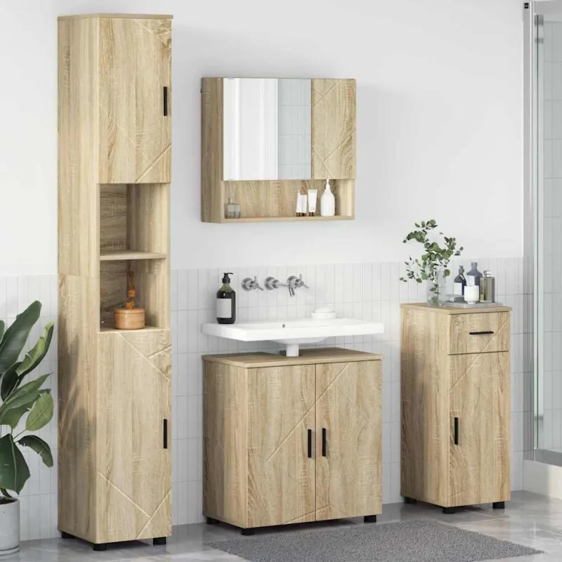Vonios baldų rinkinys su stalčių 4 pcs Sonoma ąžuolas