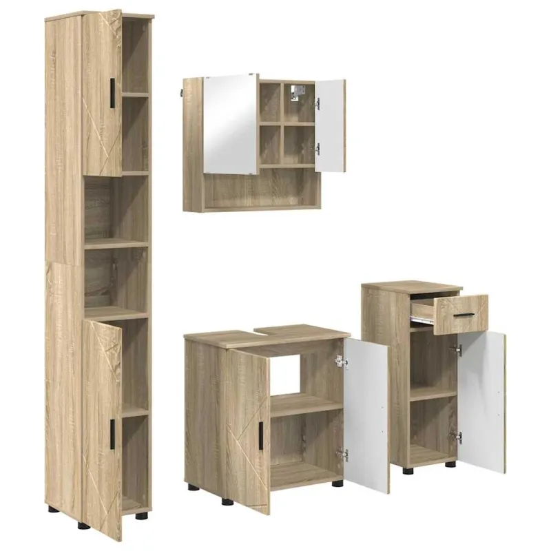 Vonios baldų rinkinys su stalčių 4 pcs Sonoma ąžuolas