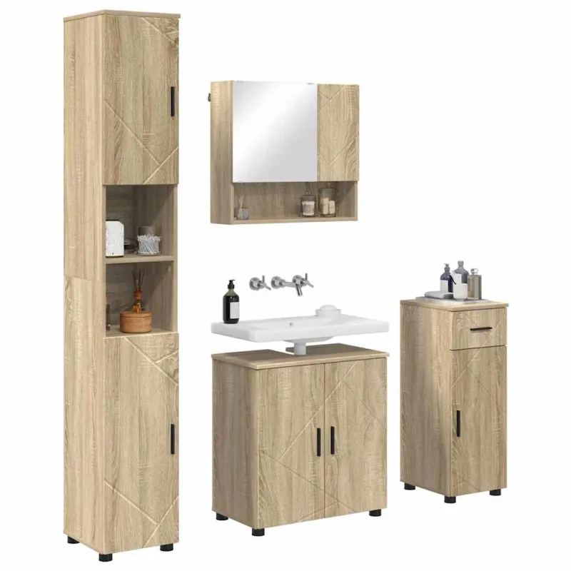 Vonios baldų rinkinys su stalčių 4 pcs Sonoma ąžuolas