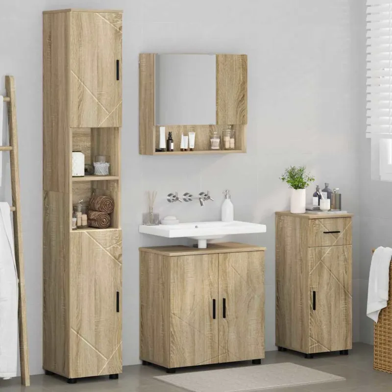 Vonios baldų rinkinys su stalčių 4 pcs Sonoma ąžuolas