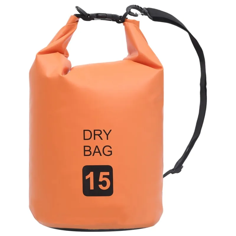 Vandeniui atsparus krepšys, oranžinės spalvos, PVC, 15l