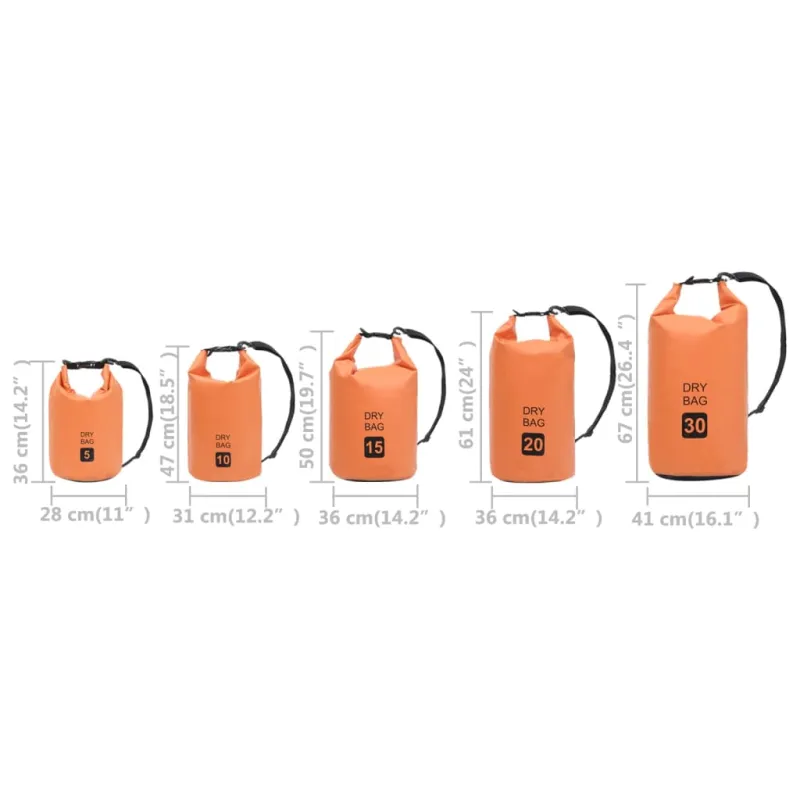 Vandeniui atsparus krepšys, oranžinės spalvos, PVC, 15l