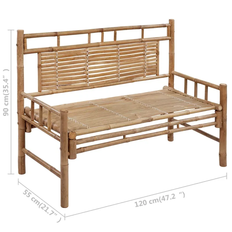 Sodo suoliukas su pagalvėle, 120cm, bambukas (41504+314948)