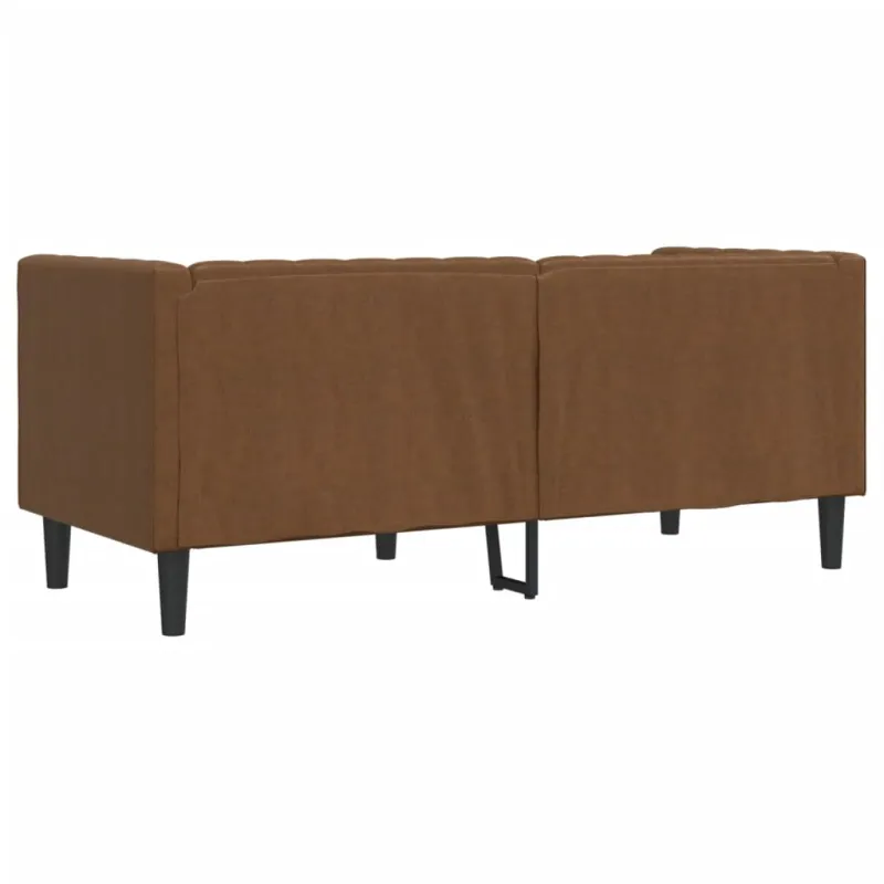 Dvivietė chesterfield sofa, rudos spalvos, dirbtinė versta oda