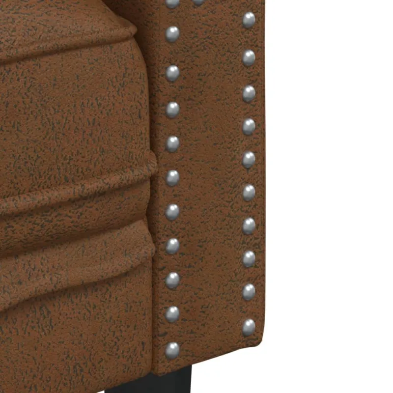 Chesterfield sofų komplektas, 2 dalių, rudas, dirbtinė oda
