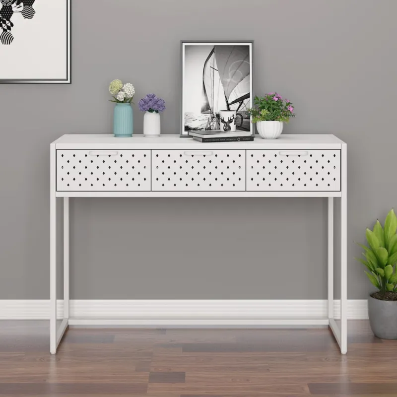 Konsolinis staliukas, baltos spalvos, 106x35x75cm, plienas