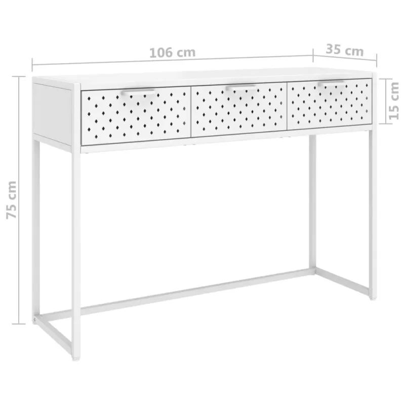 Konsolinis staliukas, baltos spalvos, 106x35x75cm, plienas