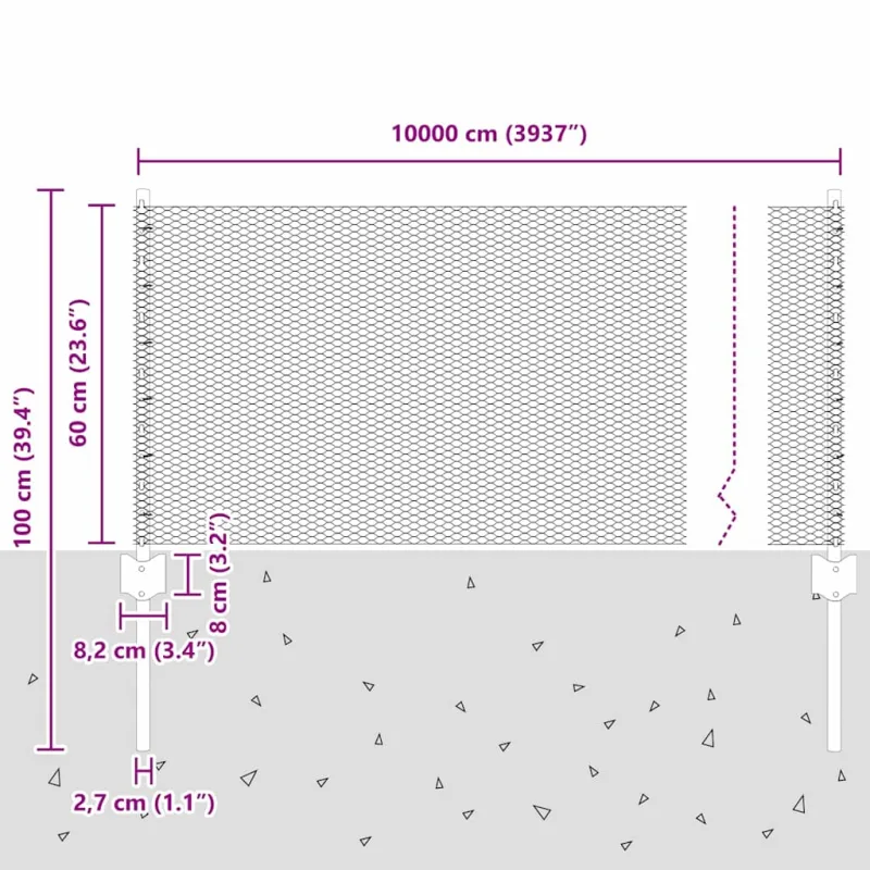 Hexagonal Fence with Post 100 x 0,6 m Galvanizuotas plienas
