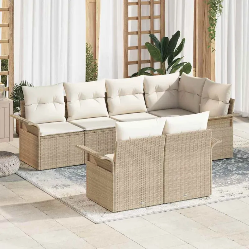 Sodo Sofų Rinkinys su pagalve 7 pcs Smėlio poliratanas