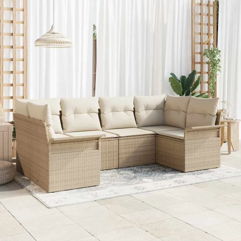 Sodo Sofų Rinkinys su pagalve 6 pcs Smėlio poliratanas
