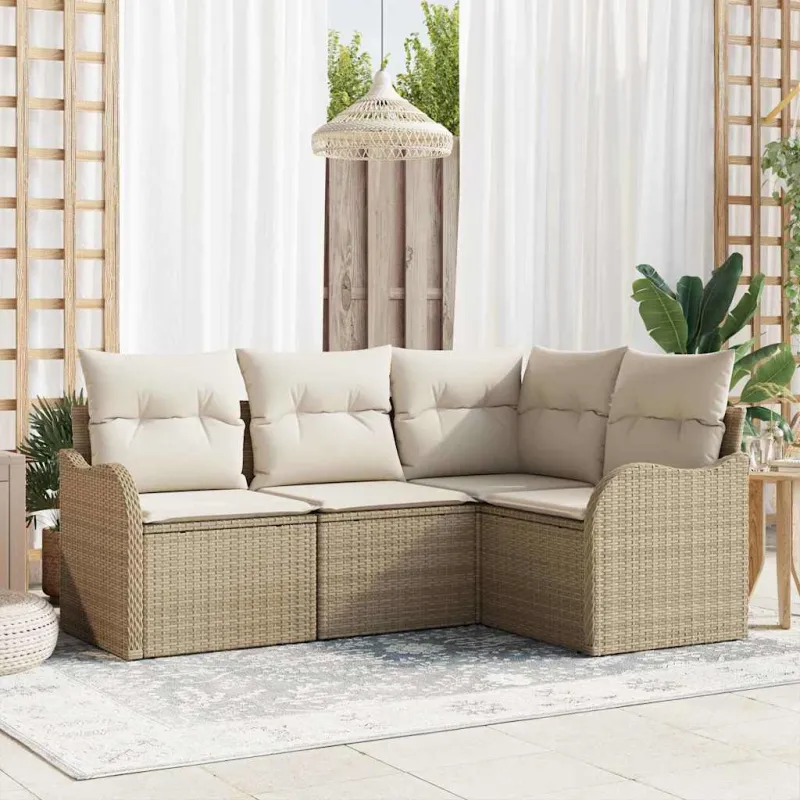 Sodo Sofų Rinkinys 4 pcs Smėlio poliratanas