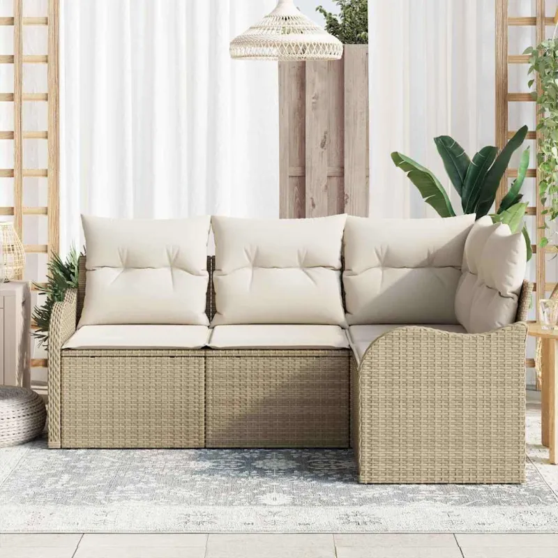 Sodo Sofų Rinkinys 4 pcs Smėlio poliratanas