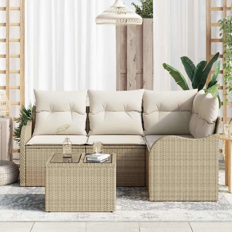 Sodo Sofų Rinkinys 5 pcs Smėlio poliratanas